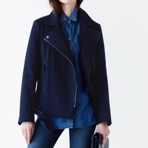 LIKE NEW Banana Republic Navy Blue Moto Biker Jacket Coat